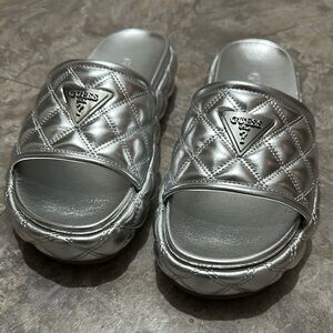 GUESS Silver Quilted Women's Slides